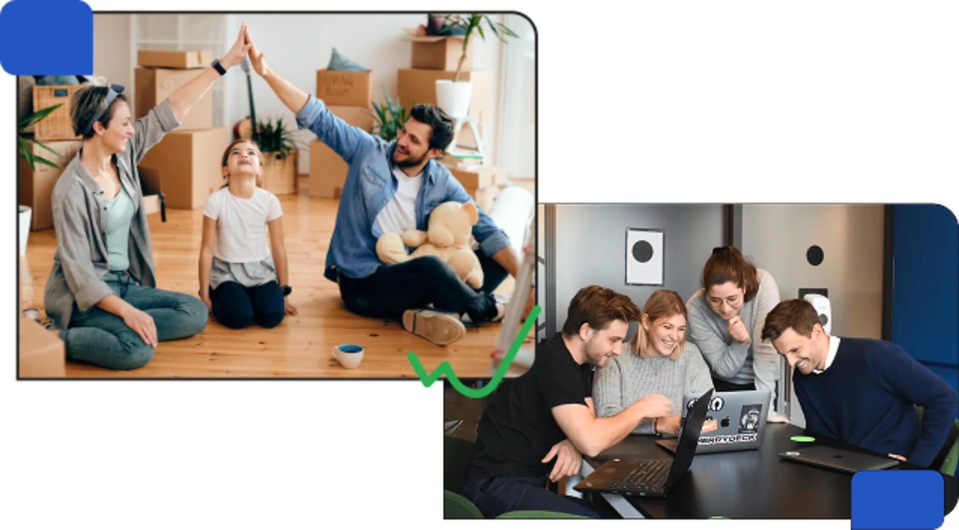 Employees celebrating teamwork and success together