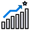 A blue upward trending arrow with a star on top symbolizes growth and achievement for GreatWorkPerks website.