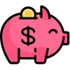 A pink piggy bank with a dollar sign on its side, symbolizing savings and financial growth.